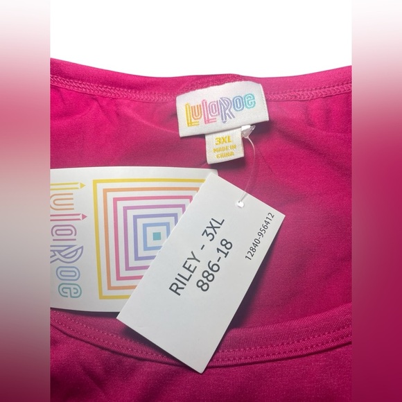 Lularoe New NWT Riley Plus Dress Raspberry Pink Size 3XL - Picture 5 of 7